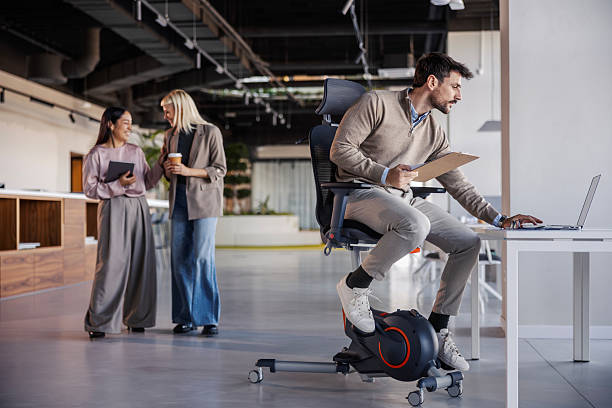 Stretch break in an office